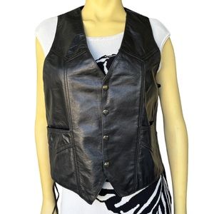 Vintage Hecho En Mexico Genuine Leather Lace Side Vest